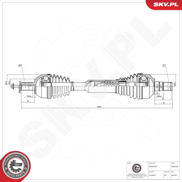 Esen SKV Antriebswelle Gelenkwelle FüR Volvo XC60 156 D3/D4 D5 AWD-image
