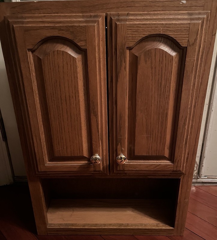 traditional oak bathroom wall cabinet