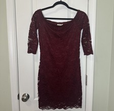 Ambiance Women's Red Lace Off The Shoulder Body Con Cocktail Party Dress Size L