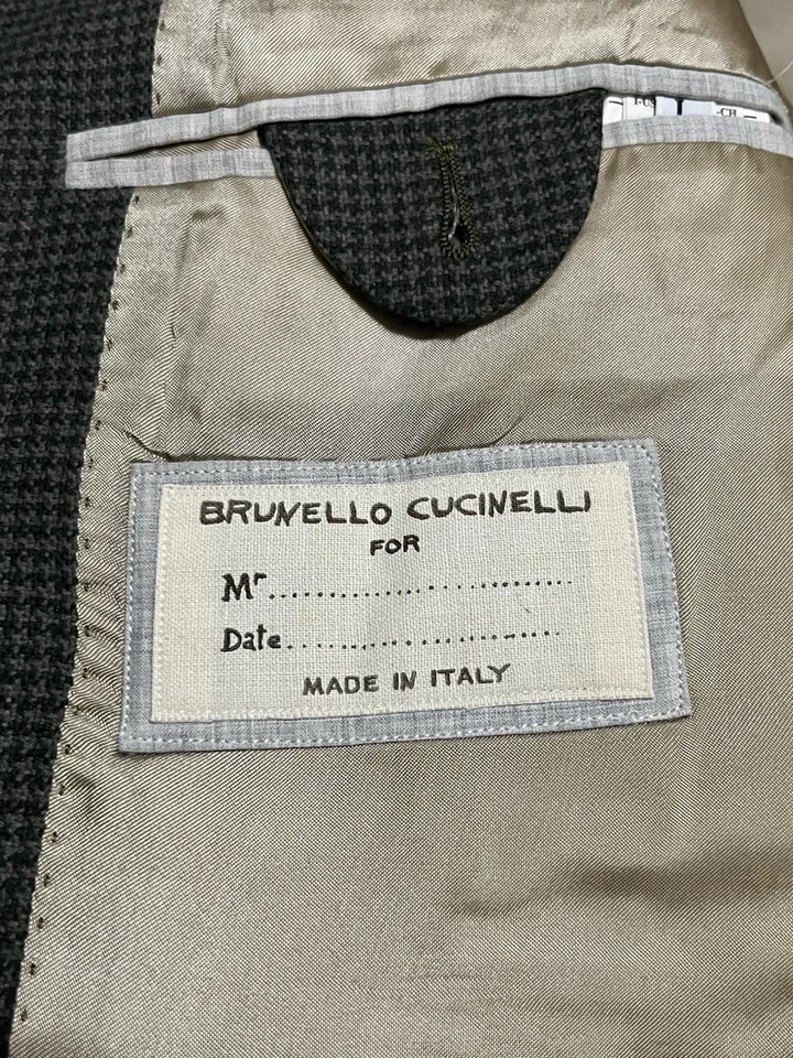 Blazer Abrigo Deportivo BRUNELLO CUCINELLI - 42L - Marrón Pata de Gallo Lana/Seda/Cachemira Foto 4 de 4