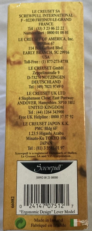 Vintage Le Creuset Screwpull Lever Model Set Wine Cork Opener Cutter - Image 4 of 4