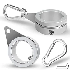  Flag Pole Rings, Flagpole Rings Aluminum Alloy Matte Silver 1 Inch -Pack of 2