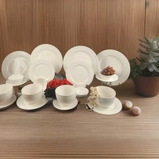 Gibson Designs-White Elements Dinner Set-Service for 4 - 5 pc. per Place Setting