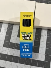 VTG PAPERMATE Write Bros. Pens Medium Point Black Stick Ball Pen - (12) NOS 1978