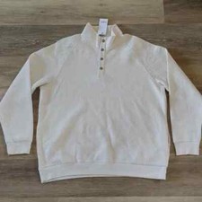 NWT Goodfellow  Co Men's Quilted Snap Pullover Sweatshirt Ivory Size XL