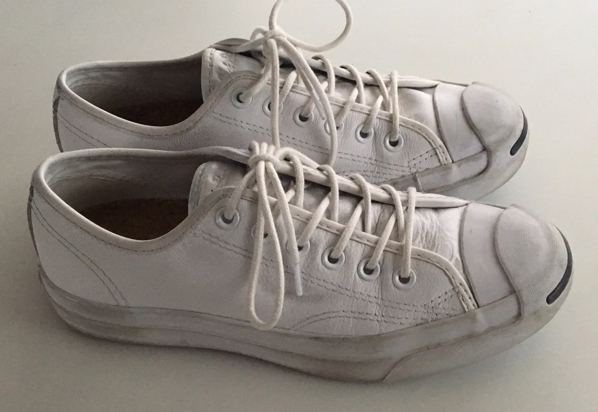 Converse Jack Purcell Tumbled White Leather Sneakers Mens US 5 Womens US 6.5 |