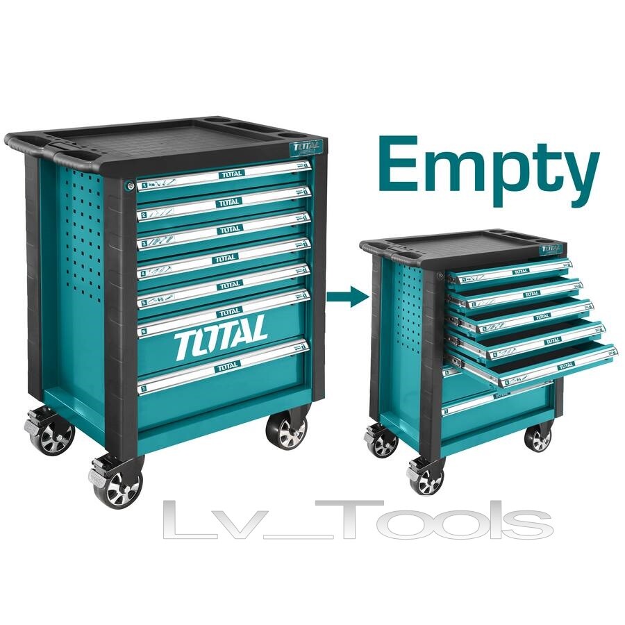 CARRELLO PORTAUTENSILI PORTA ATTREZZI OFFICINA 7 CASSETTI UTENSILI TOTAL