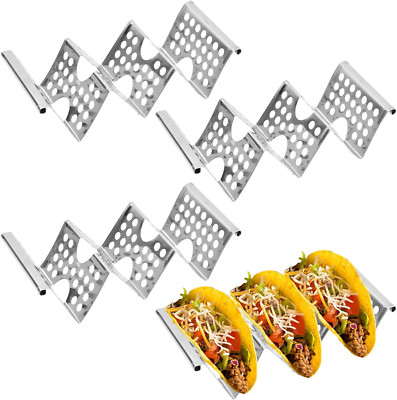 Taco Halter 4 Stück Edelstahl Taco Halter Ständer Taco-Schalen Mit Griffen, Well