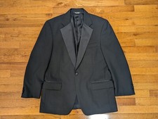Jos A Bank 41R Tuxedo Jacket 100 Wool Blazer Solid Black