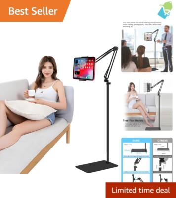 360° Rotatable Tablet Holder with Heavy Base - Ideal for iPads, Phones & Tablets