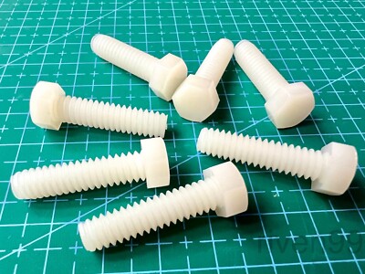 Lot of 25pcs Essentra Nylon 1/4-20 x 1'' Hex Head Bolt, Cap Screw, Pack, 1''