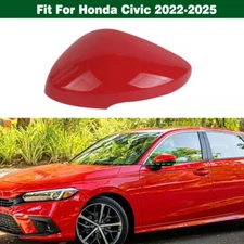 Red Left Side Rearview Mirror Cover Shell Cap Replace For Honda Civic 2022-2025