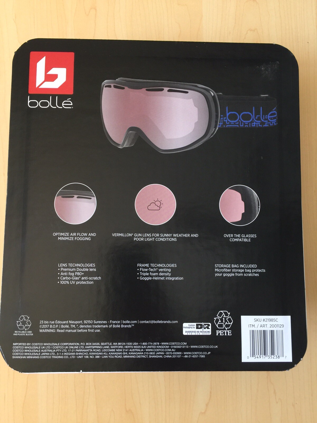 Bolle youth Double Lens Vented Black Small Fit Ski Snow Goggles with Bag - NEW