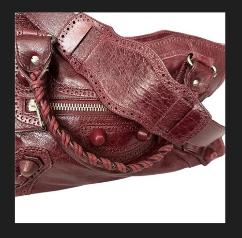 Balenciaga City distressed leather shoulder bag DARK RED/MAROON/CRANBERRY color - Picture 8 of 20