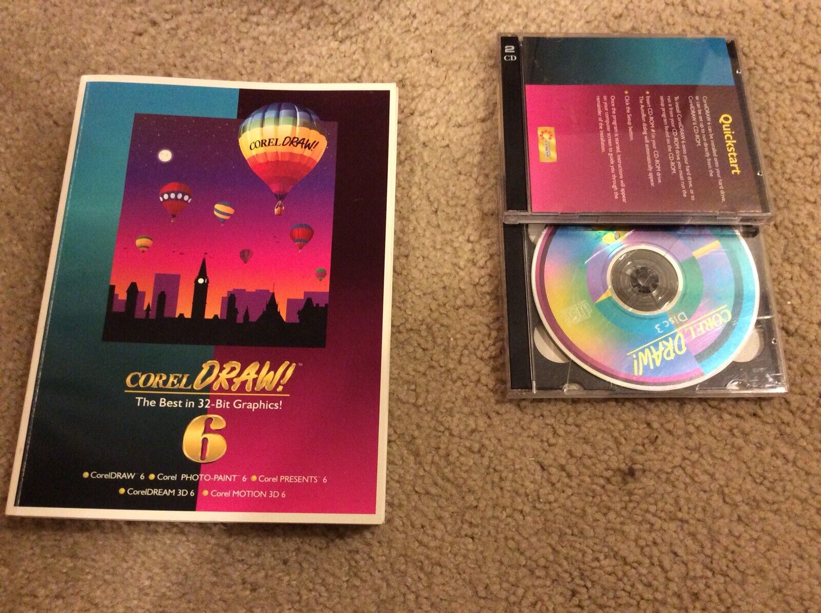 CorelDraw 6 All 4 CD Discs (CD-ROM, Windows 95) with Manual