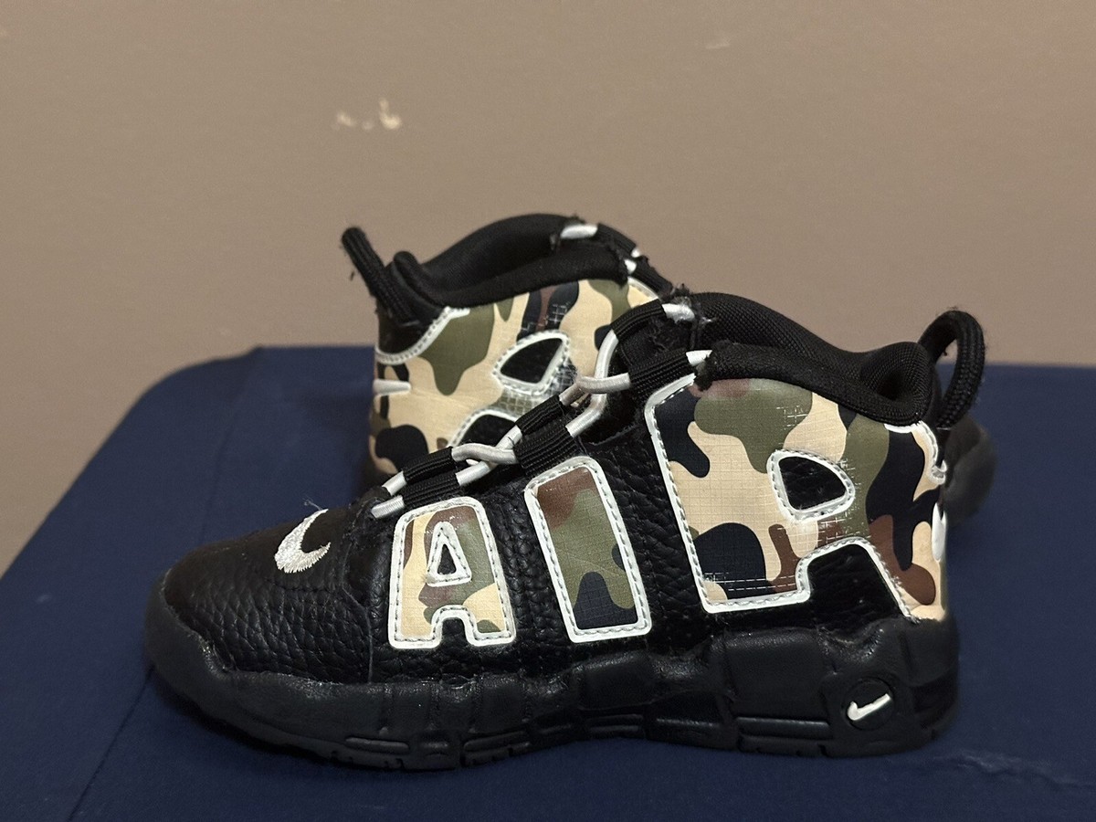 Nike Air More Uptempo QS PS Black Camo Sneakers #CJ0932-001 Kids  
