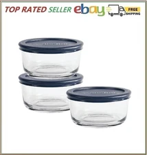 Glass Food Storage Containers with Lids, 2 Cup Round, Set of 3 - (FREE SHIPPING)