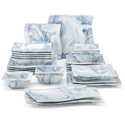 Elevate Your Dining with MALACASA Flora Wavy Porcelain Set for 6!