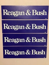 (8) Vintage 11 inch Reagan Bush Bumper Sticker (Election Old Political Logo)