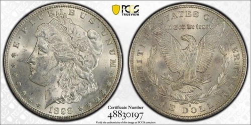 1898 S MORGAN DOLLAR. SAN FRANCISCO  MINT. PCGS MS62! LOOKS NICER! KEY COIN.