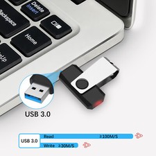 32GB USB 3.0 Flash Drive Metal Swivel Memory Stick Storage Pen Thumb Drives LOT