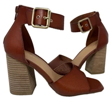Madden Girl Women's Reveal Zip Up Comfort Dress Heels Rust Brown Size:9.5 99F