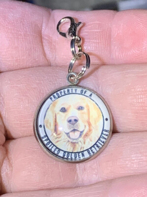 Silver Property Of A Spoiled Golden Retriever Charm Zipper Pull &Keychain Add On