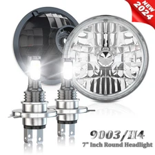 Pair 7" Inch for Chevy Pickup Truck 3100 LED Headlight Round HI/LO Sealed Beam