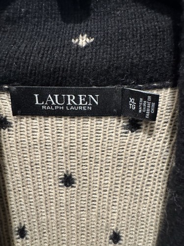 Lauren Ralph Lauren Fair Isle Belted Cardigan Shawl Collar Wool Sweater Size XL - Picture 7 of 9