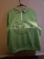 Grinch Men's Sweatshirt Partial Zip Collared Light Green Sz XXL