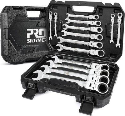 Prostormer 14pc SAE Ratcheting Wrench Set Flex Head Case