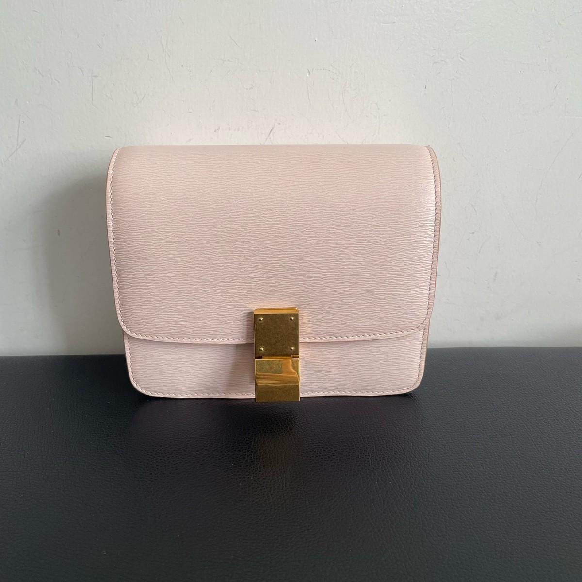 Auth Celine Classic Box Teen Bag Light Pink Grained Calfskin Gold