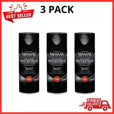 Minwax Fast Drying Polyurethane Aerosol Clear Satin 11.5-Oz, 3 Pack