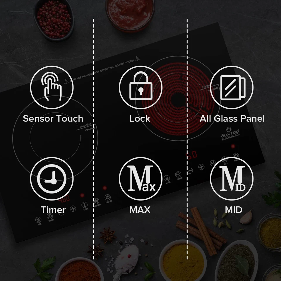 Cooktop de indução Duxtop 1800W 2 queimadores, queimadores de indução embutidos, duplo I... - Imagem 3 de 4