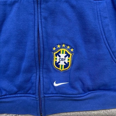 Brazil Hoodie Mens XXL Blue Full Zip Hooded Jacket Nike Team CBF