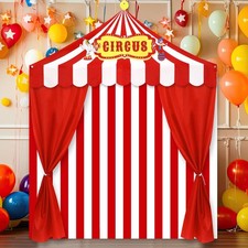 4Pcs Carnival Circus Party Backdrops Red White Striped Awning Decor