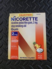 Nicorette Nicotine Gum, 2 Mg, Fruit Chill, 160 Count Exp 04/2028