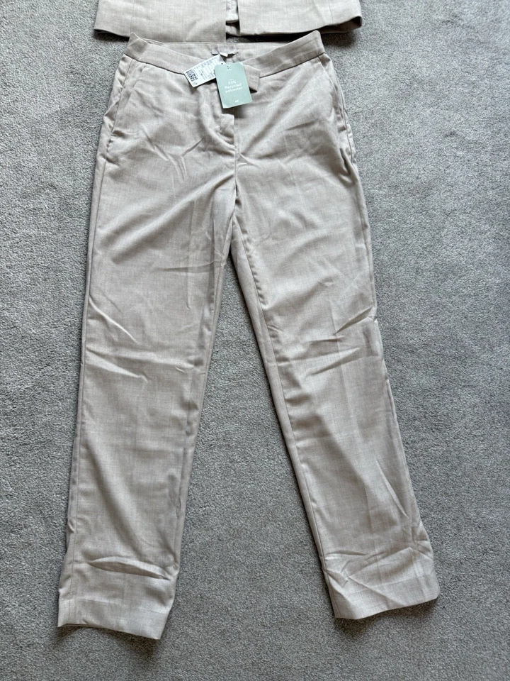 H&M Women’s Blazer & Trousers Coord Suit Set Size 10 Beige New with Tags - Image 3 of 4