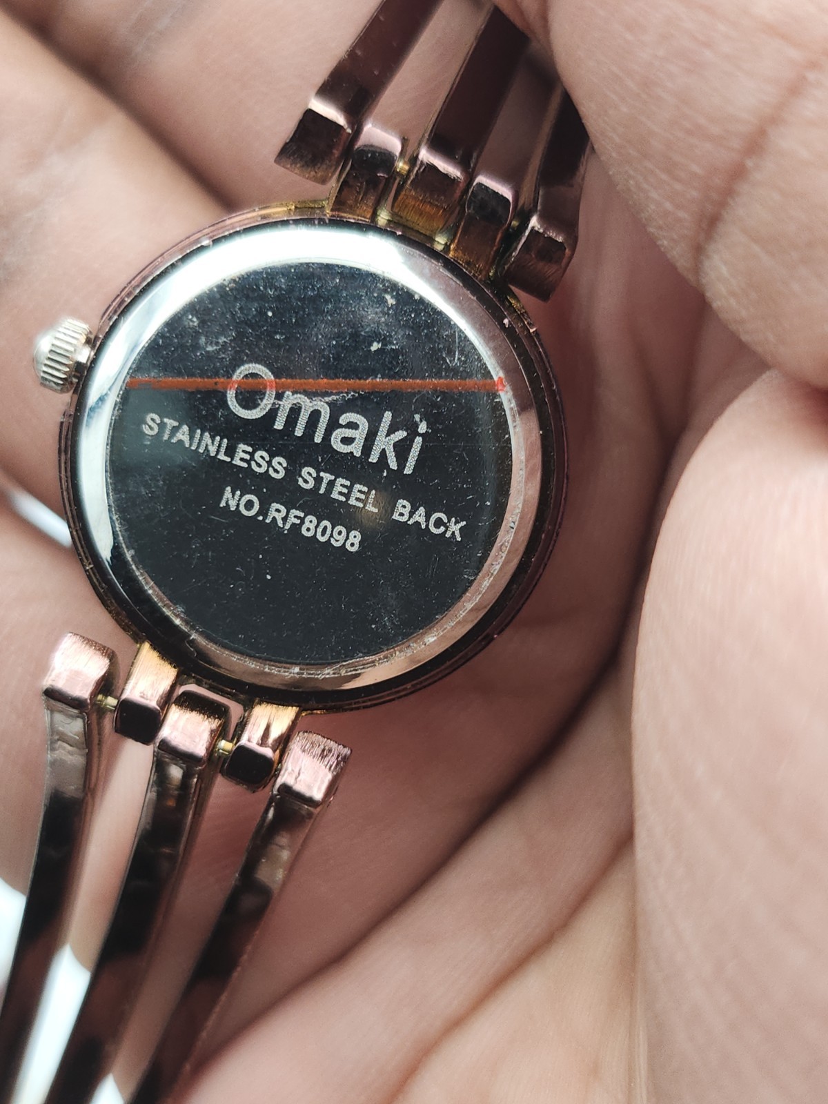 Omaki Quartz Ladies Rose Gold Steel Bracelet Silver Dial Diamond Markers RF8098 image 6