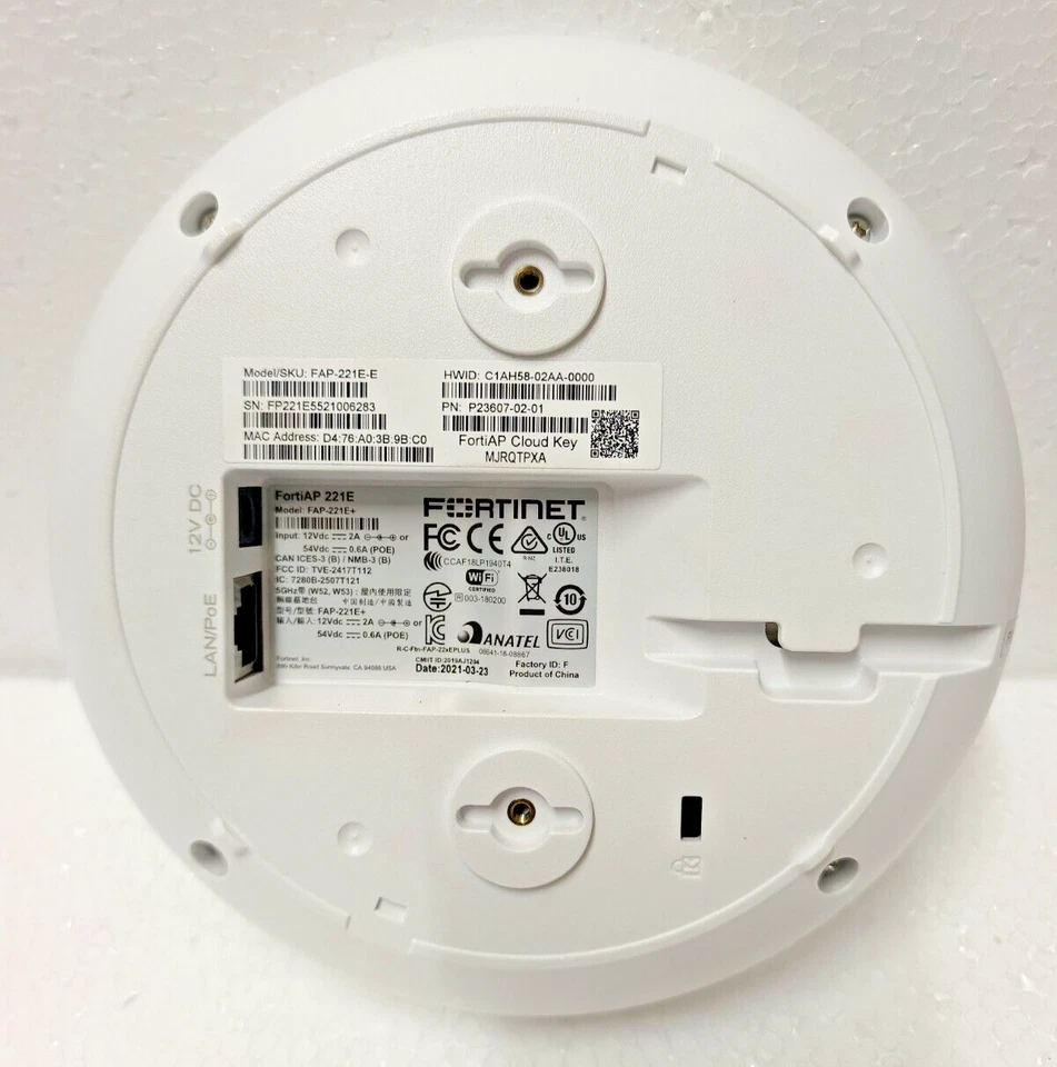 Fortinet Fortiap FAP-221E-A IEEE 802.11ac 1.14 Gbit/s Wireless Access Point - Image 2 of 2