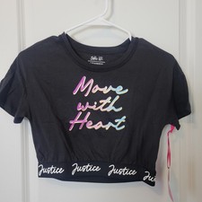 Justice Girls Dance and Gymnastics Crop Graphic Tee Size Small "Move with Heart"