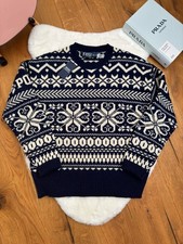 Polo Ralph Lauren Navy White Snowflake Wool Jumper Sweater Ornament Mens Size M