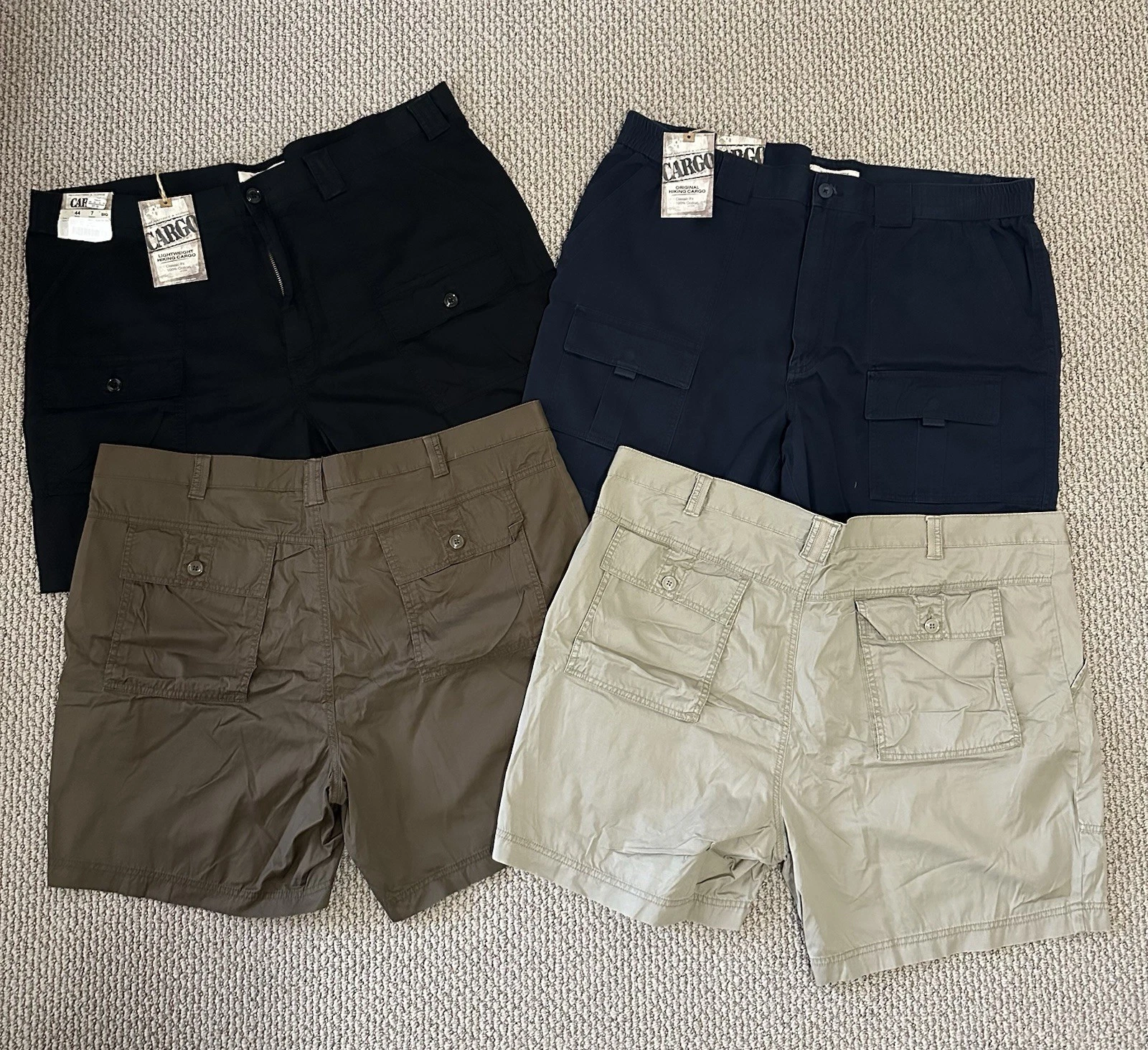 Roundtree and Yorke Cargo Hiking Shorts Size 44 Blue/Black/Brown/Tan - Lot Of 4