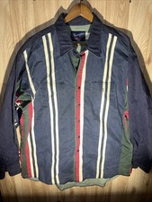 Vintage Wrangler Brushpopper Western Cowboy Striped Shirt Mens 17.5x35 Thick USA