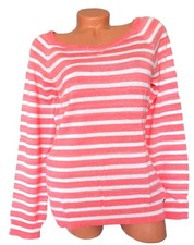 PULLOVER Feinstrick Damen lachs gestreift Größe 44 46 NEU P80