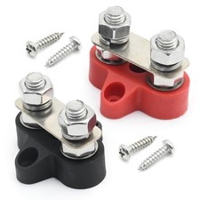 2 PCS 5/16" Red Black Dual Studs Block Bus Bar 12V 200A Battery Junction Post
