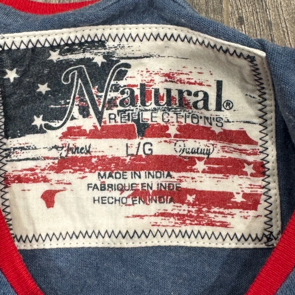 Camiseta sin mangas Natural Reflections USA Stars rayas para mujer talla L G azul rojo Foto 4 de 4