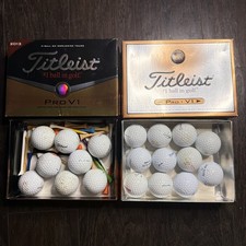 Lot Of 19 Vintage Golf Balls And Wooden Sticks Used Titleist Spalding Top Flite