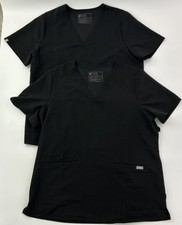 FIGS Technical Collection Women  s Casma Black Scrub Top Sz XL Lot of 2 FW1100