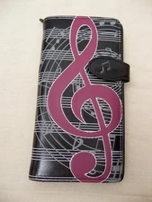 ShagWear Wallet, NWT - music theme - treble clef/notes/keyboards - 7.25"x3.75"